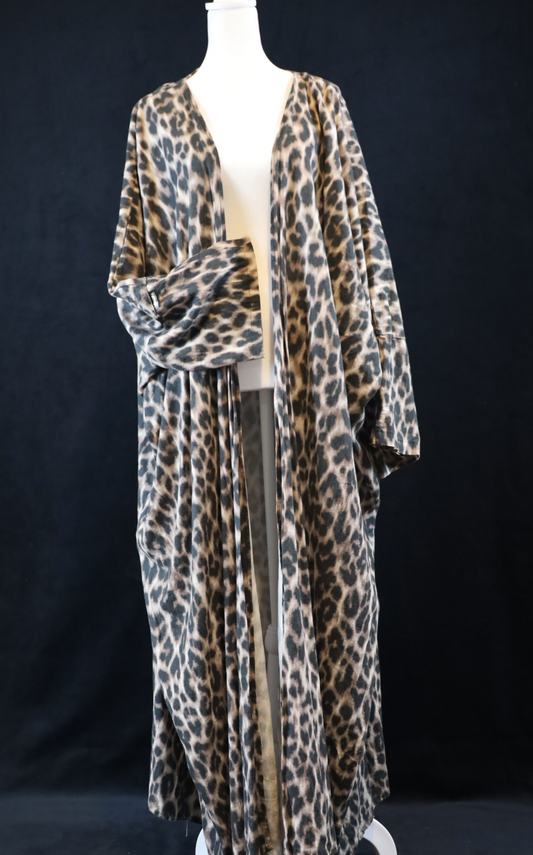 Leopard Linen Abaya